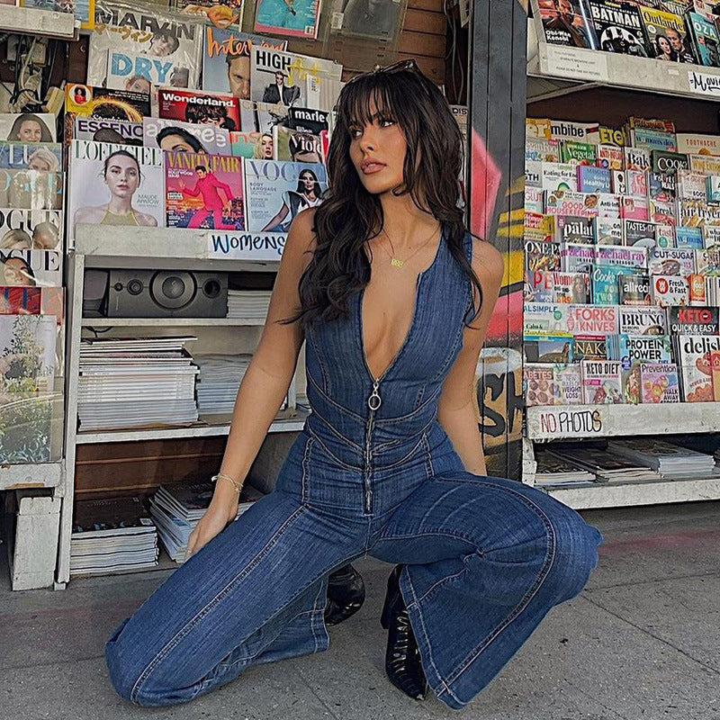 Eleri - Rugloze Hart Uitgesneden Jumpsuit