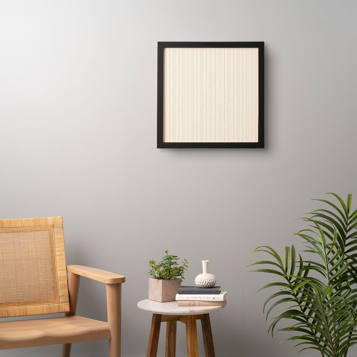 Little Arrow Design Co branch stripes cream Framed Wall Art