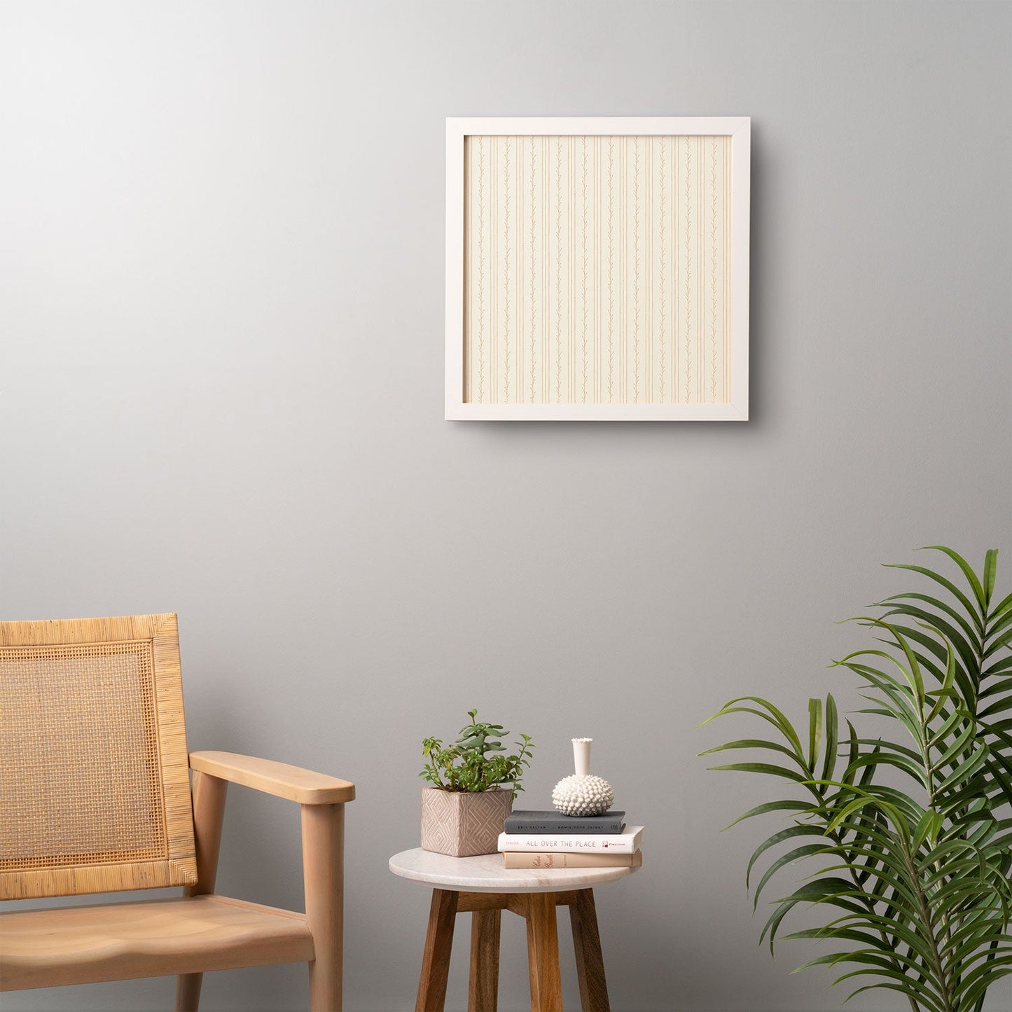 Little Arrow Design Co branch stripes cream Framed Wall Art