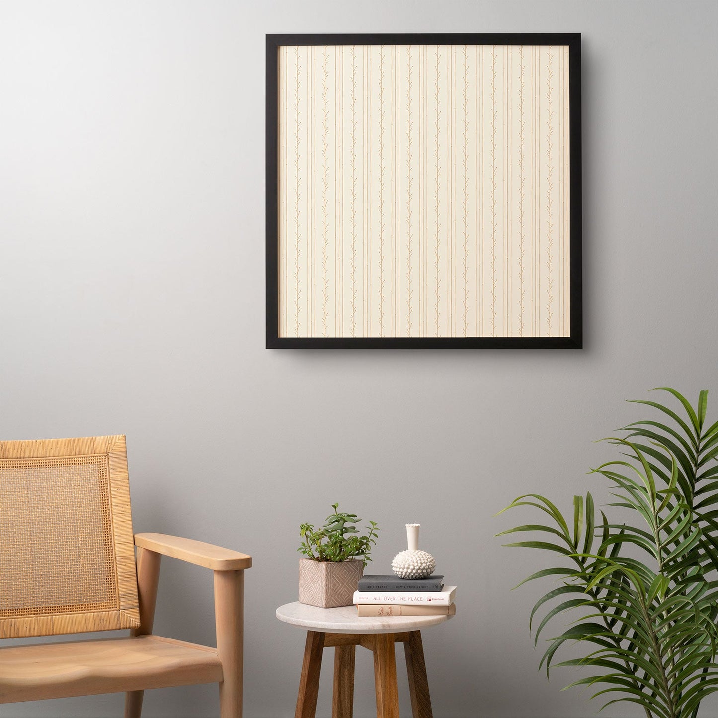 Little Arrow Design Co branch stripes cream Framed Wall Art
