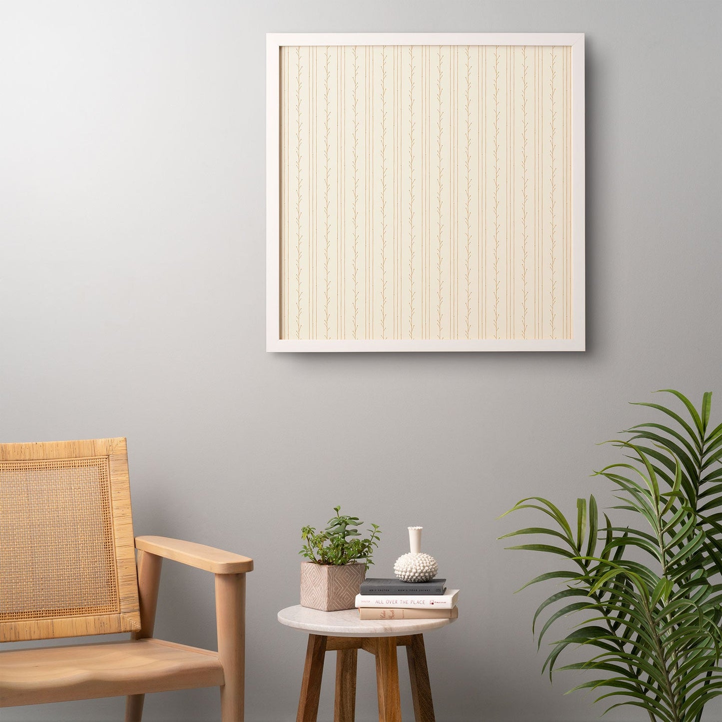 Little Arrow Design Co branch stripes cream Framed Wall Art
