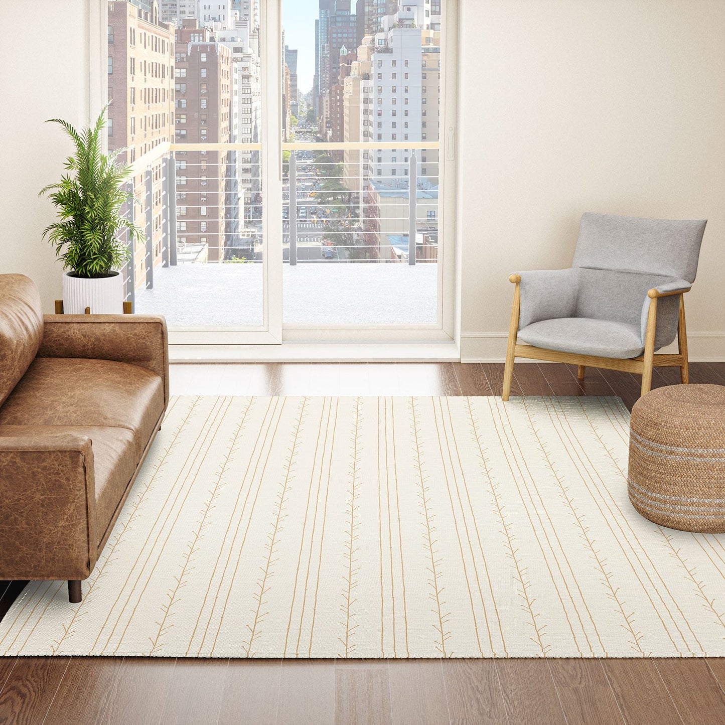 Little Arrow Design Co branch stripes cream Area Rug