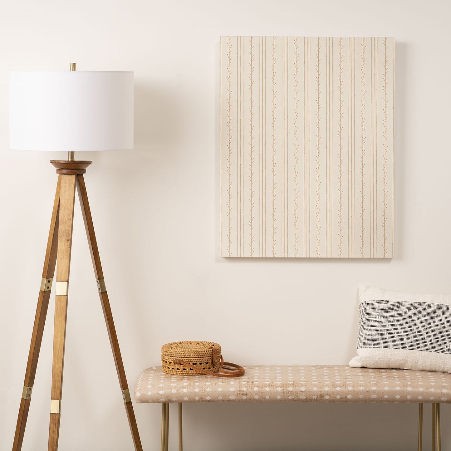 Little Arrow Design Co branch stripes cream Art Canvas