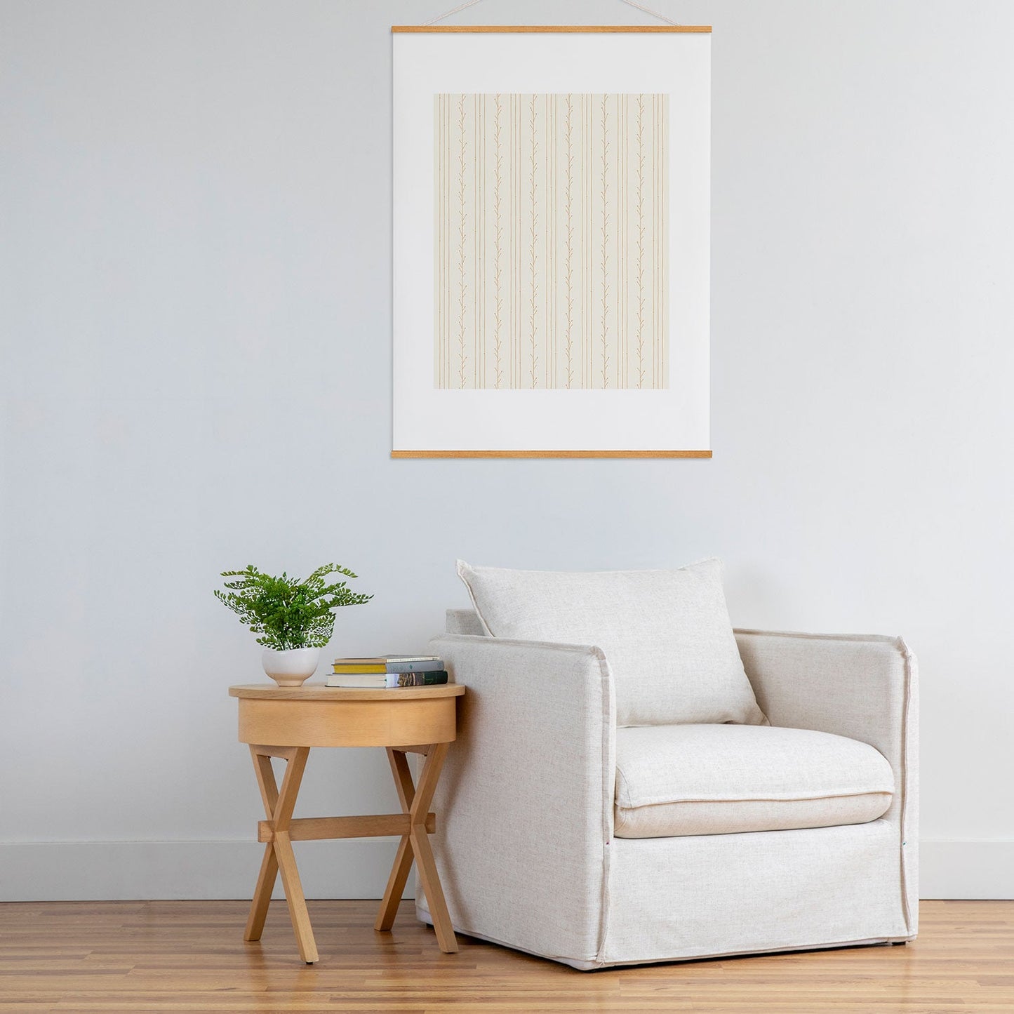 Little Arrow Design Co branch stripes cream Art Print