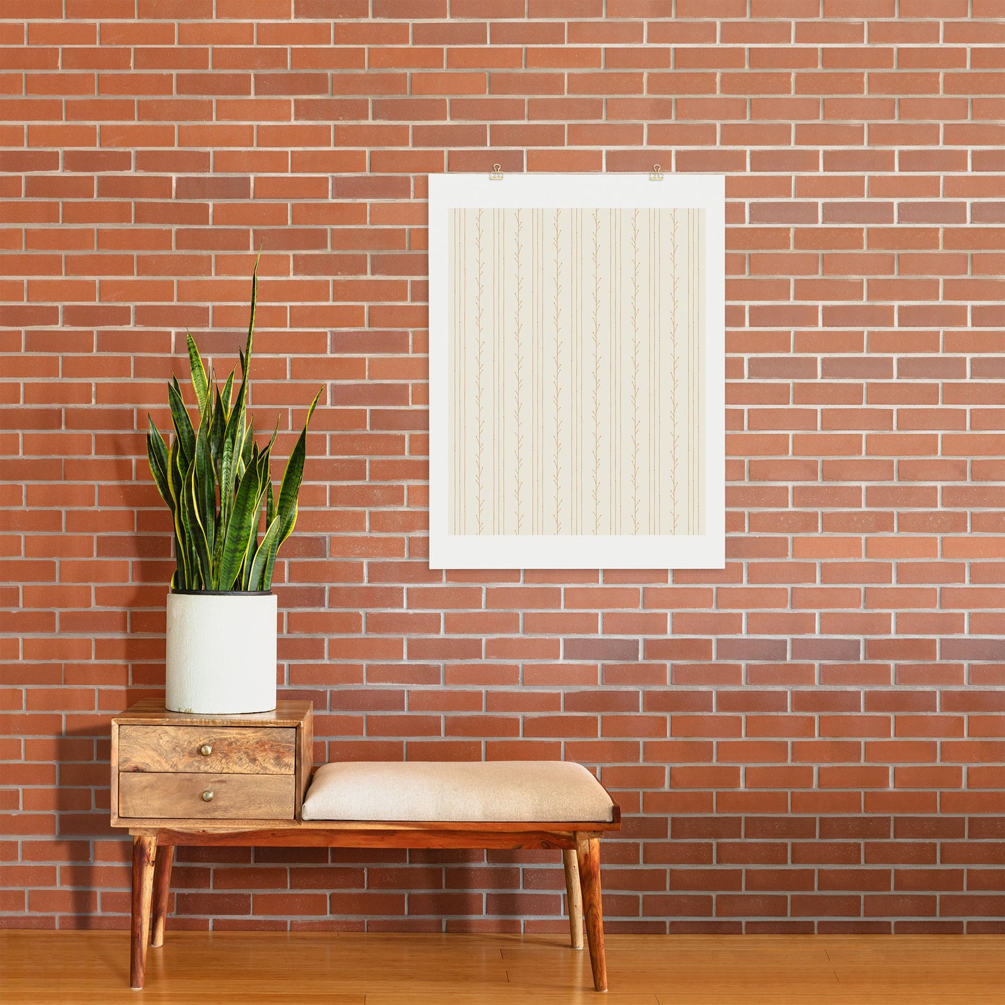 Little Arrow Design Co branch stripes cream Art Print