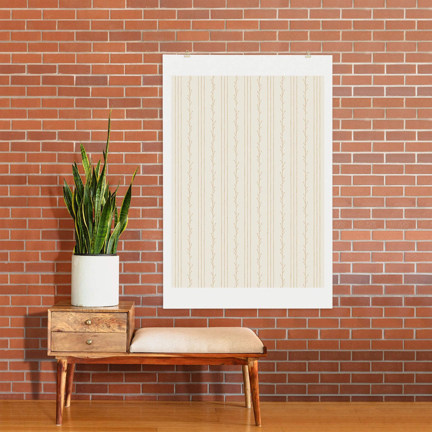 Little Arrow Design Co branch stripes cream Art Print