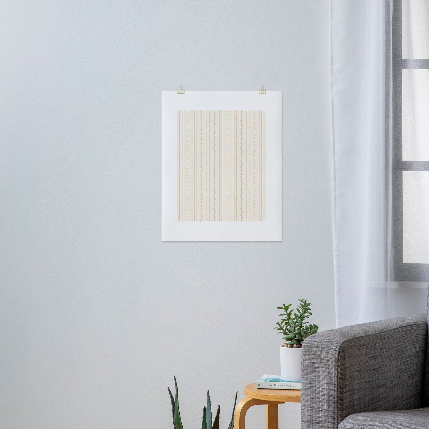 Little Arrow Design Co branch stripes cream Art Print