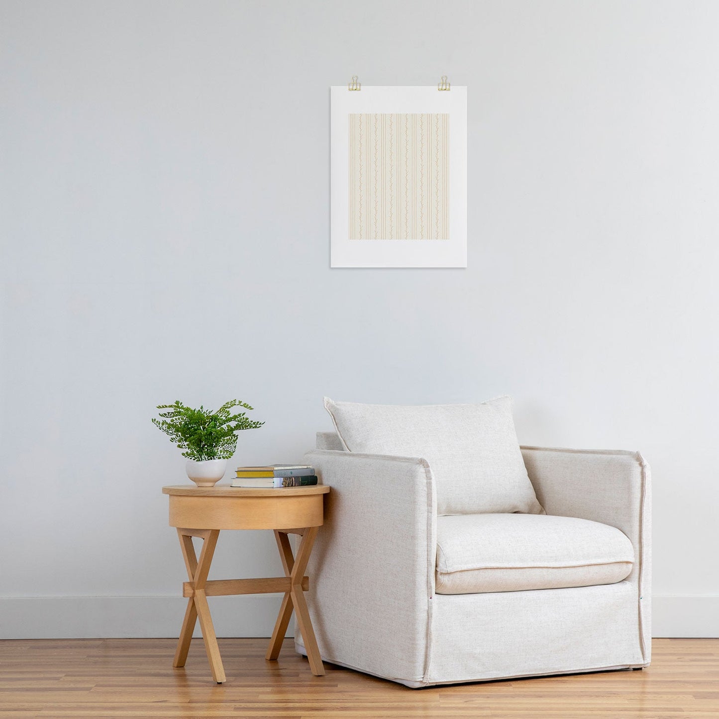 Little Arrow Design Co branch stripes cream Art Print