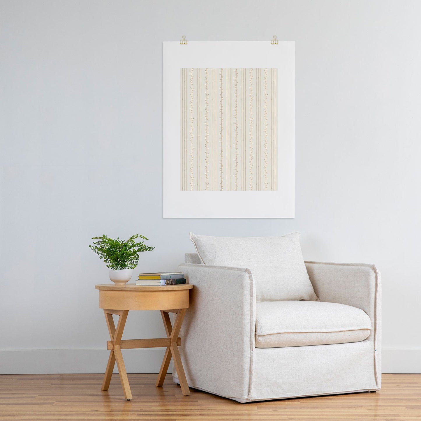 Little Arrow Design Co branch stripes cream Art Print