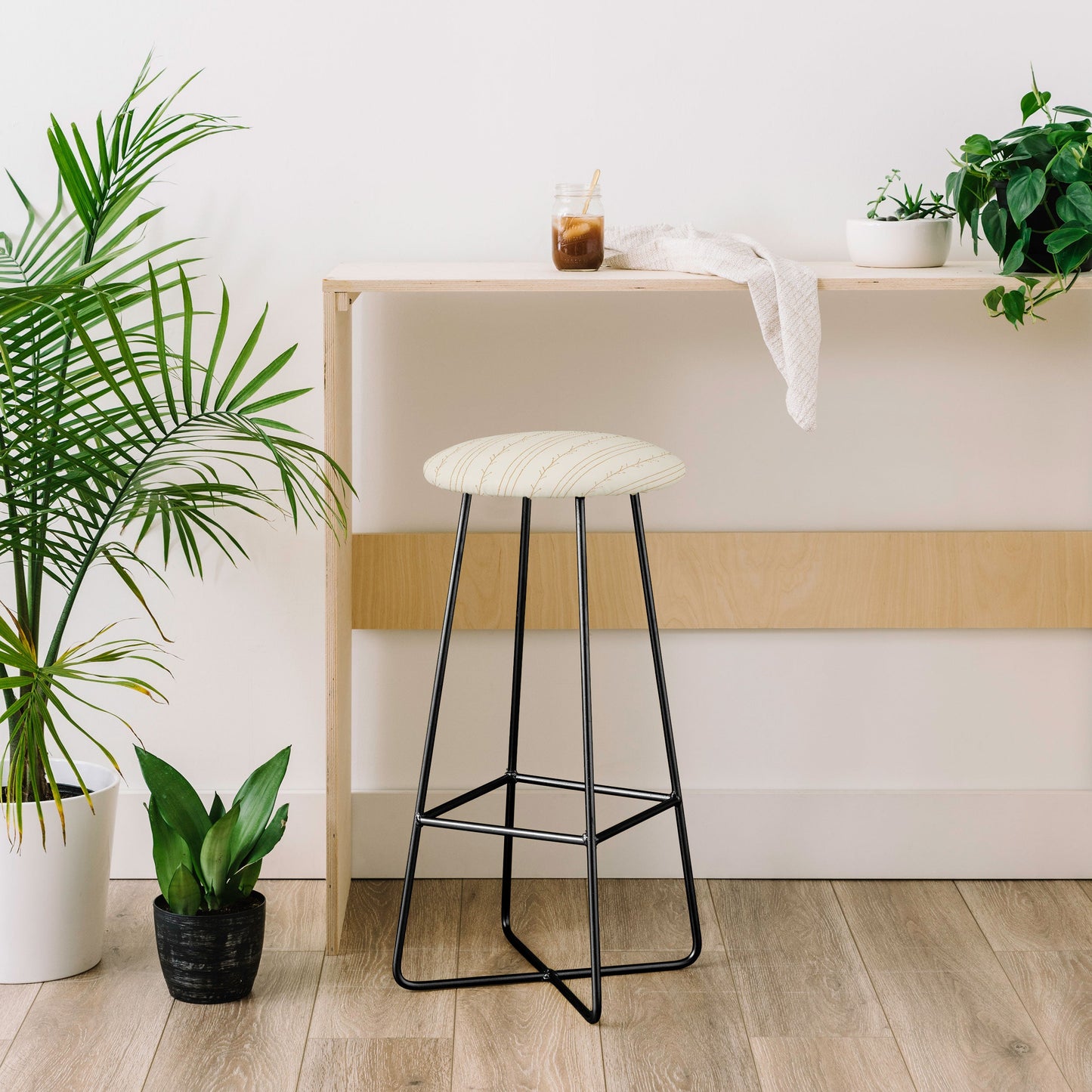 Little Arrow Design Co branch stripes cream Bar Stool