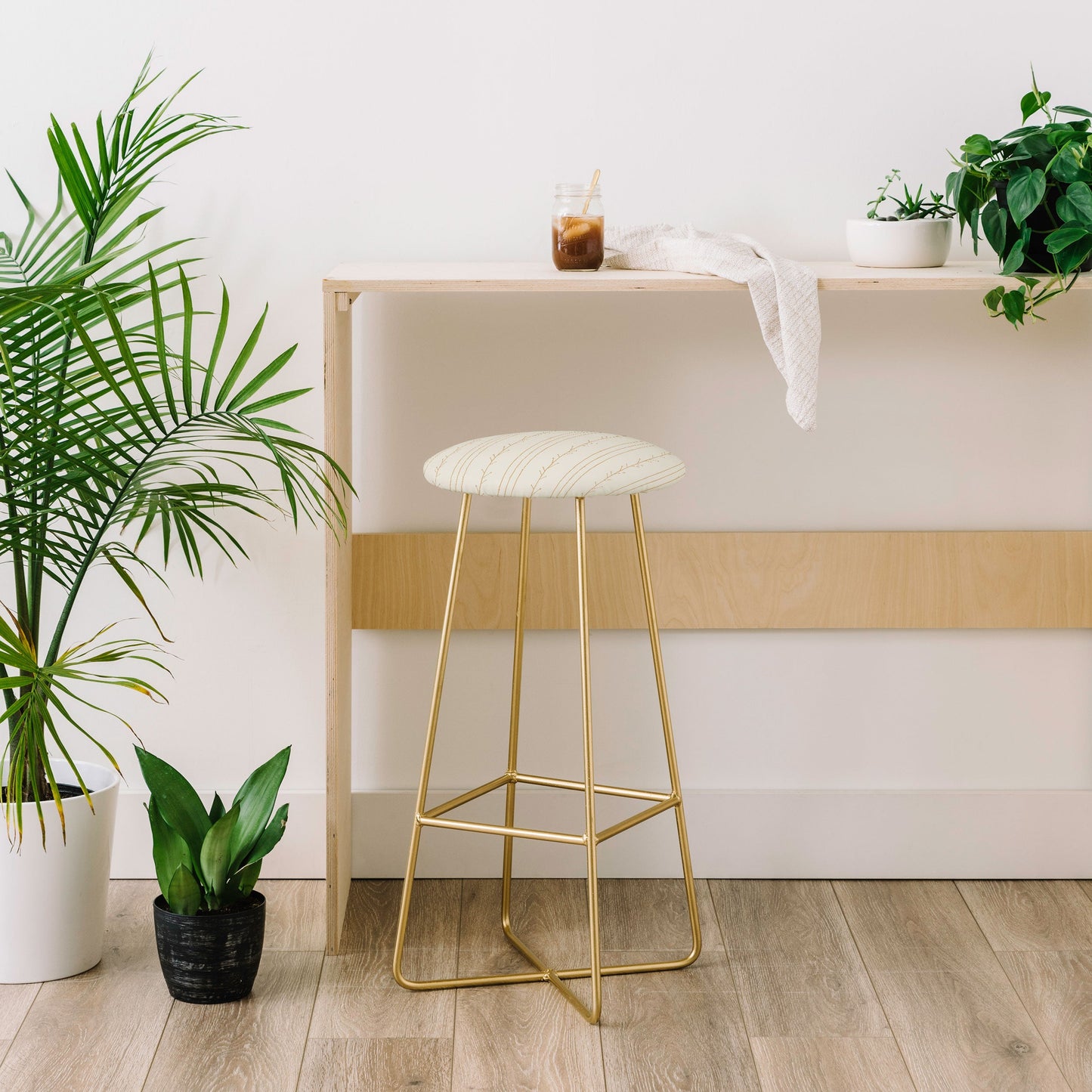 Little Arrow Design Co branch stripes cream Bar Stool
