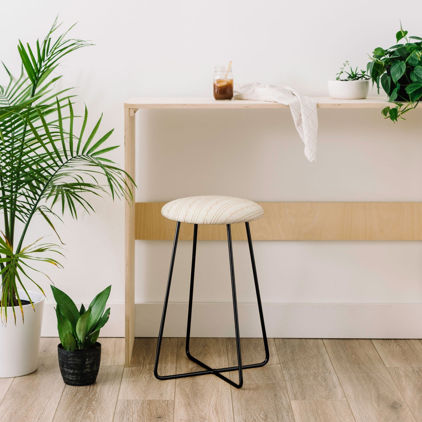 Little Arrow Design Co branch stripes cream Counter Stool