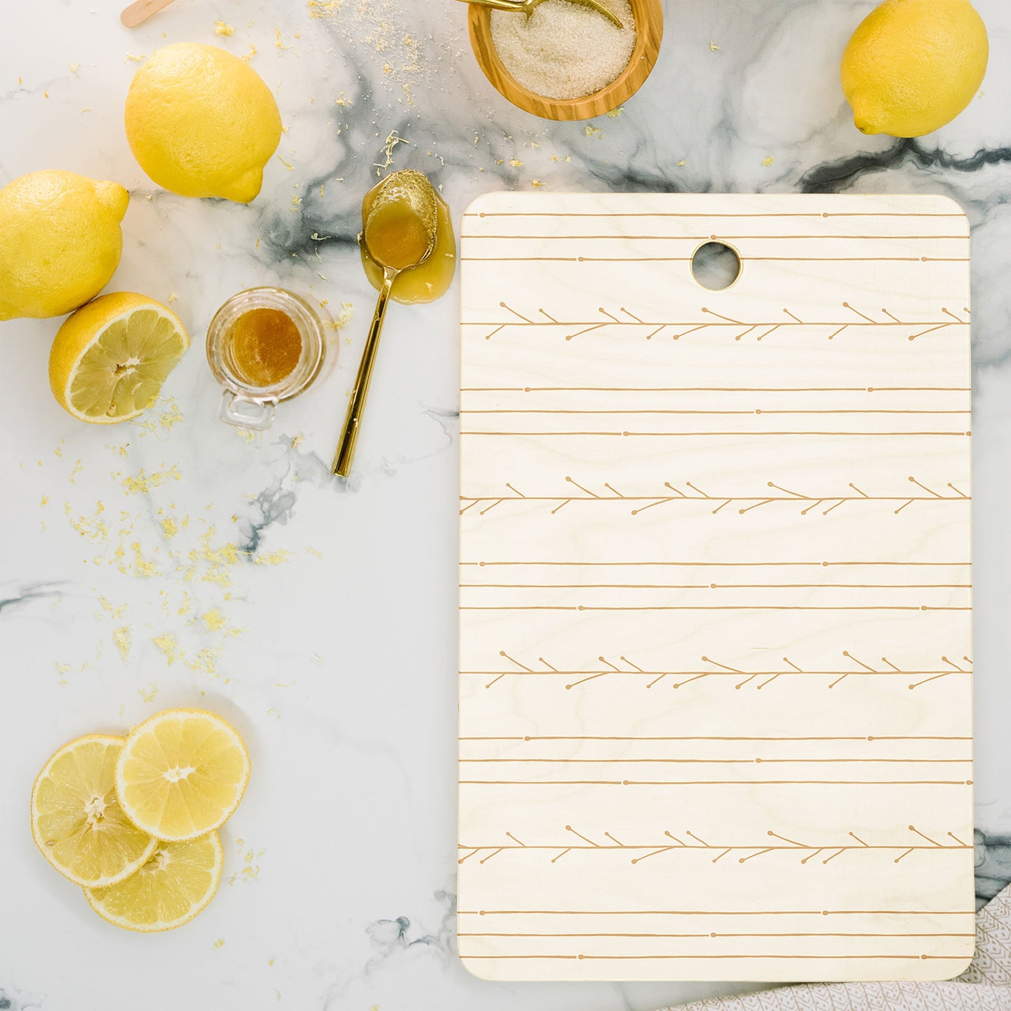 Little Arrow Design Co branch stripes cream Cutting Board Rectangle