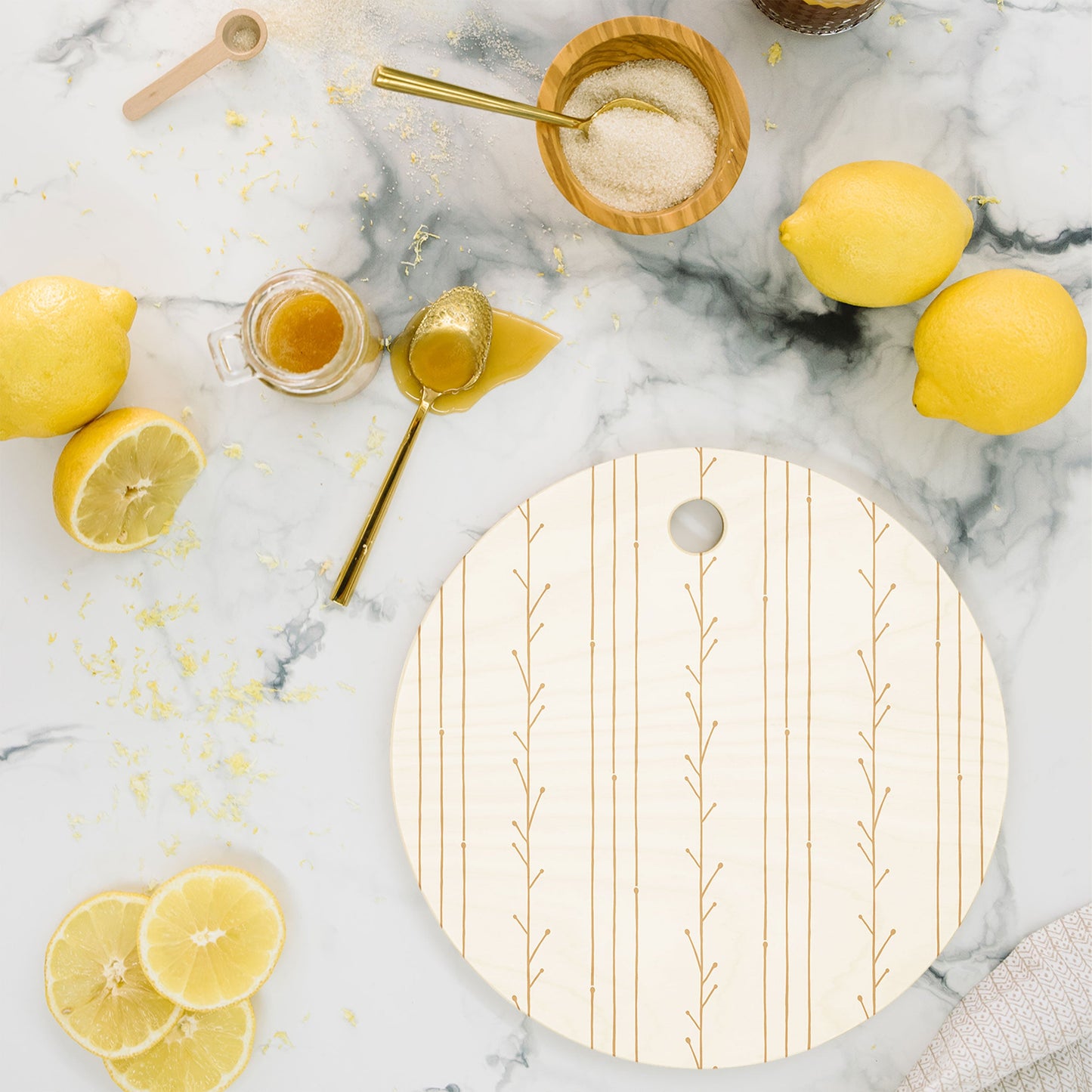 Little Arrow Design Co branch stripes cream Cutting Board Round