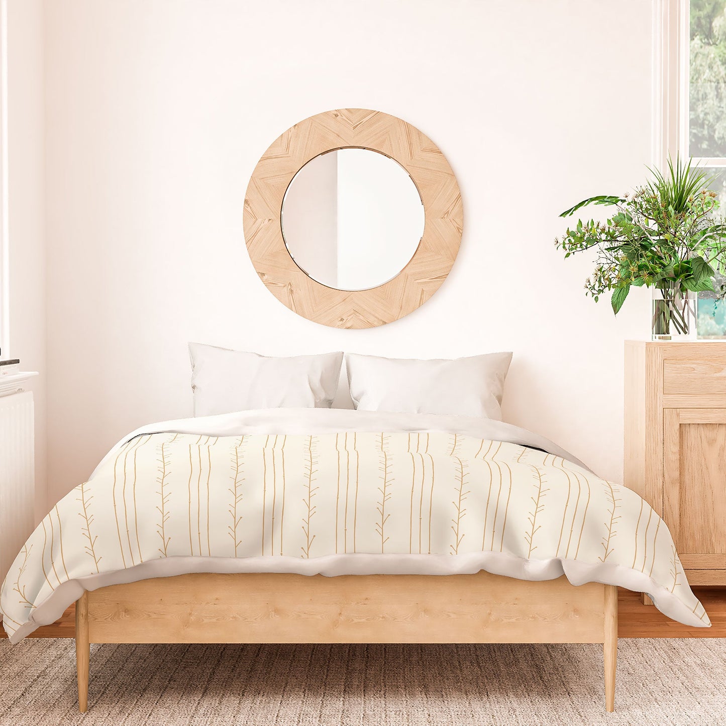 Little Arrow Design Co branch stripes cream Duvet Cover