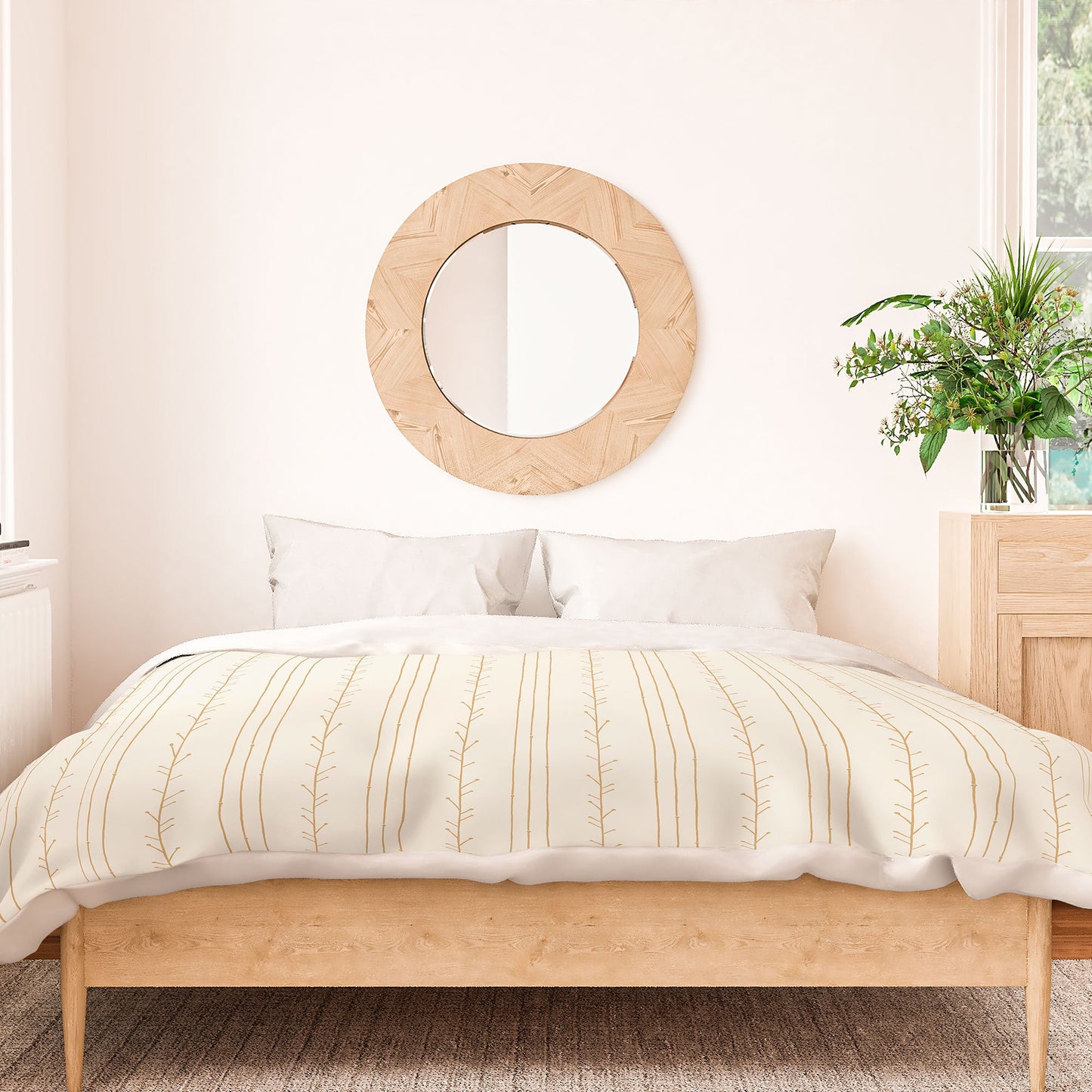 Little Arrow Design Co branch stripes cream Duvet Cover