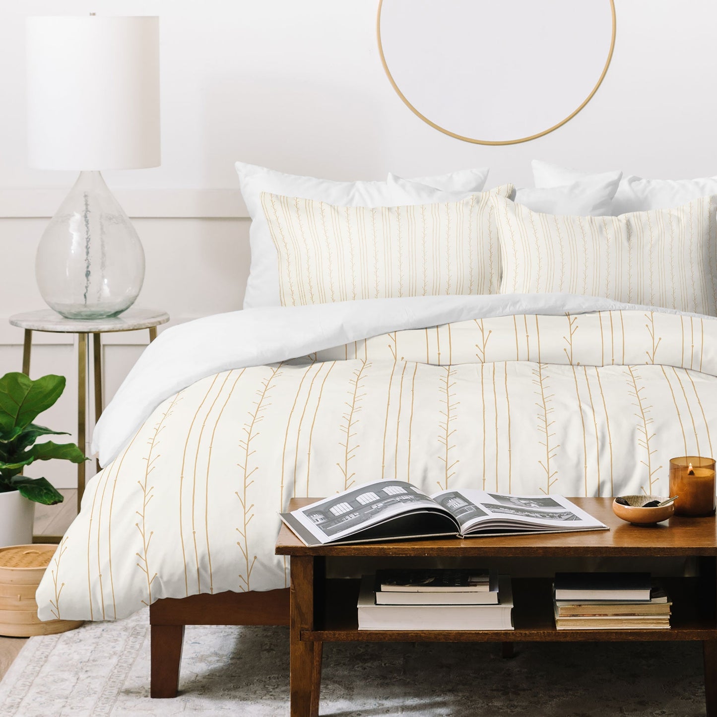Little Arrow Design Co branch stripes cream Duvet Cover