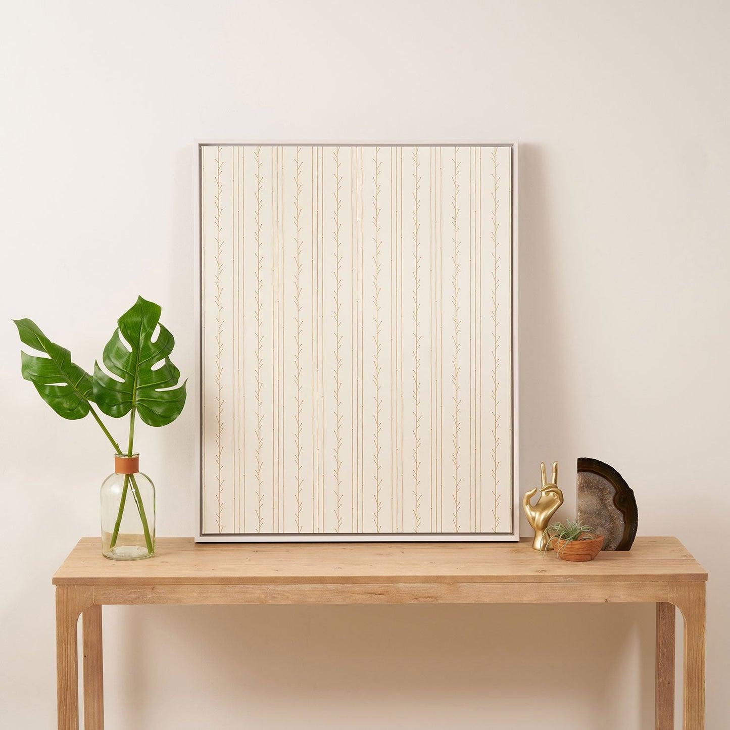 Little Arrow Design Co branch stripes cream Art Canvas