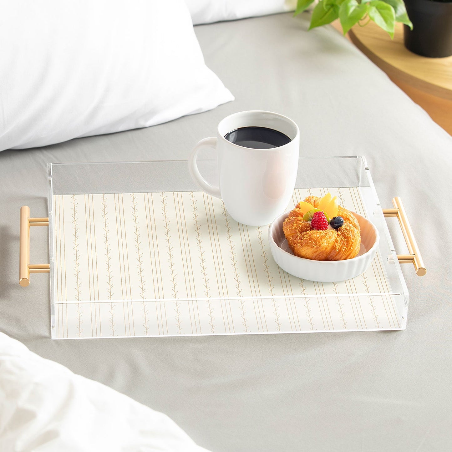 Little Arrow Design Co branch stripes cream Acrylic Tray