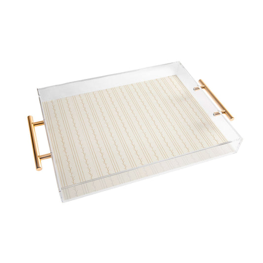 Little Arrow Design Co branch stripes cream Acrylic Tray