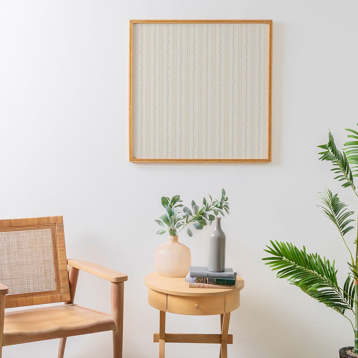 Little Arrow Design Co branch stripes cream Framed Wall Art