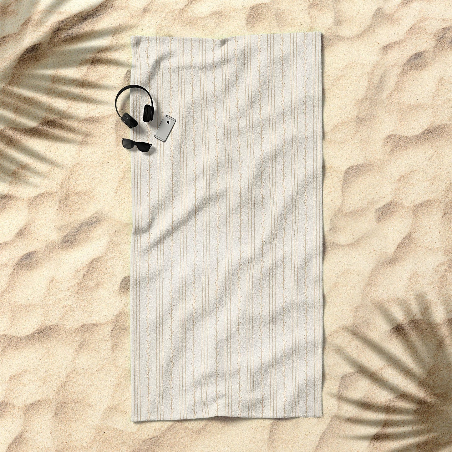 Little Arrow Design Co branch stripes cream Beach Towel