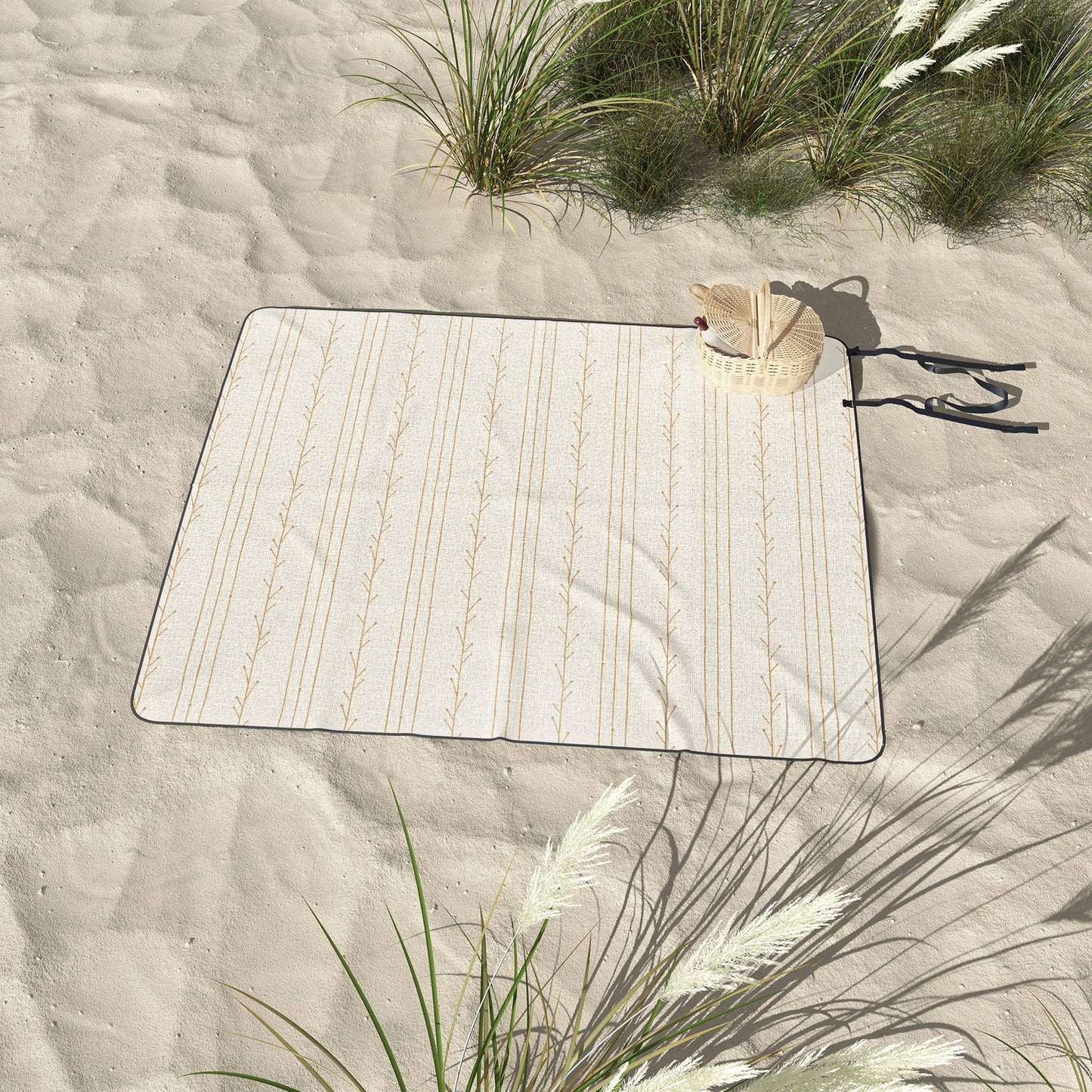 Little Arrow Design Co branch stripes cream Picnic Blanket