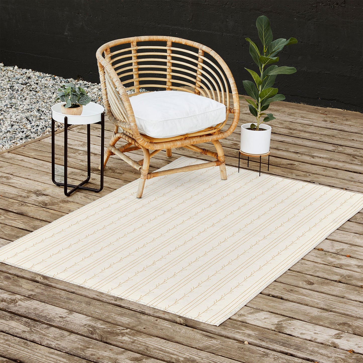Little Arrow Design Co branch stripes cream Outdoor Rug