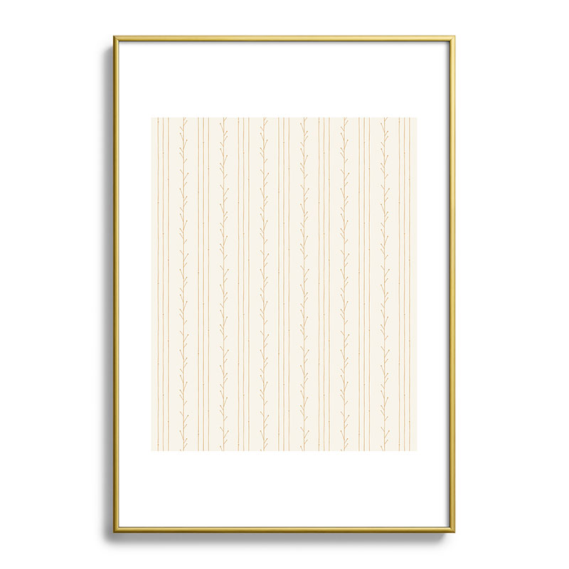 Little Arrow Design Co branch stripes cream Metal Framed Art Print