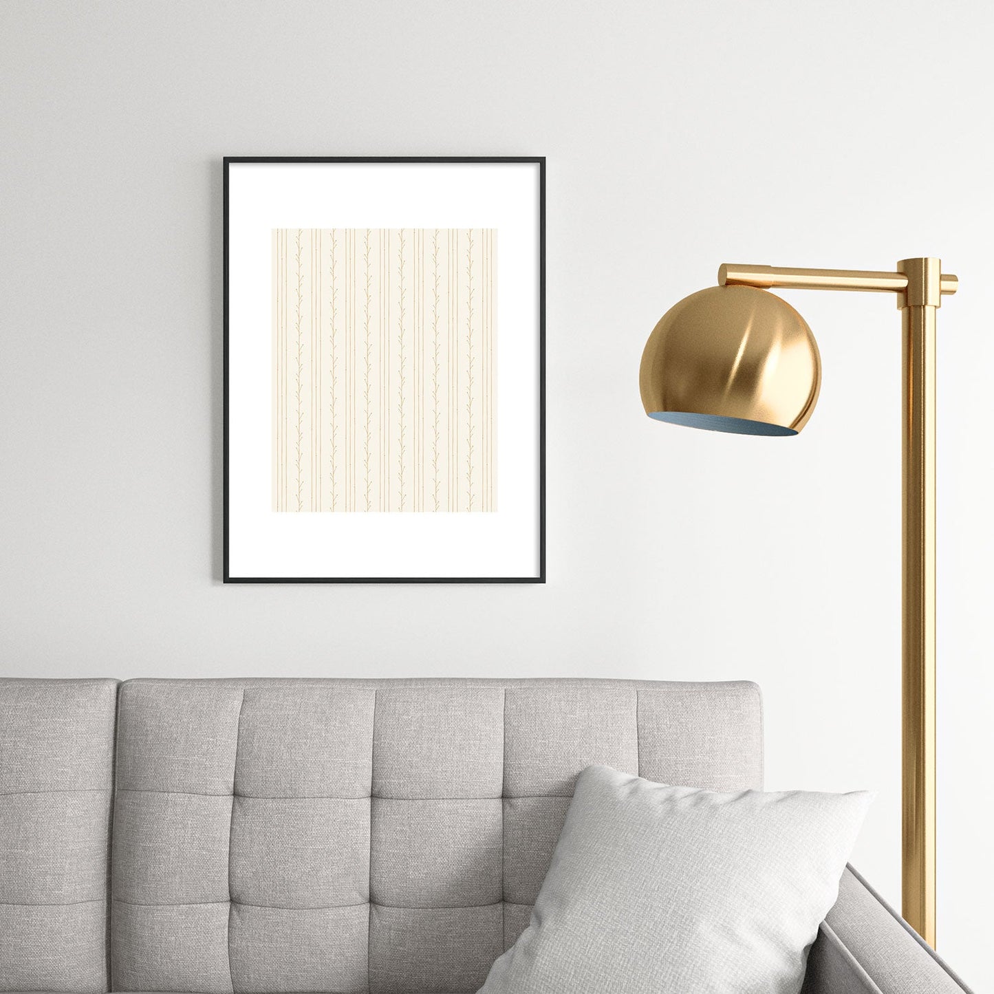 Little Arrow Design Co branch stripes cream Metal Framed Art Print