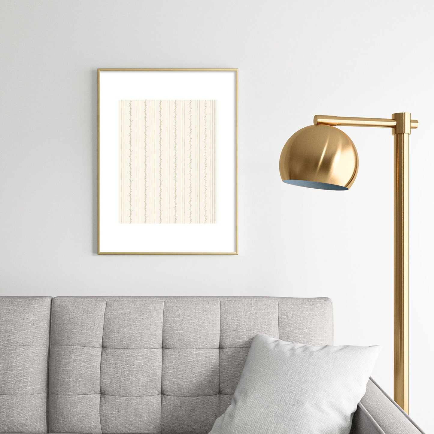Little Arrow Design Co branch stripes cream Metal Framed Art Print