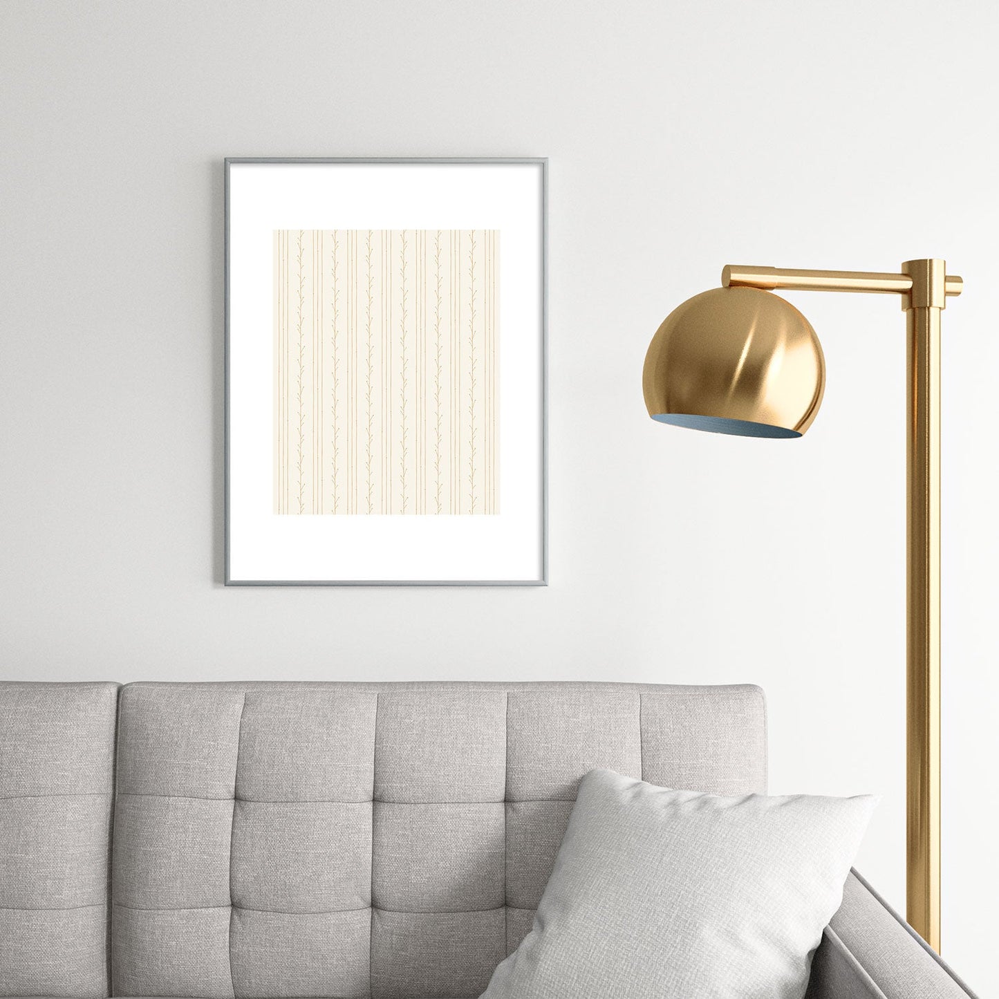 Little Arrow Design Co branch stripes cream Metal Framed Art Print