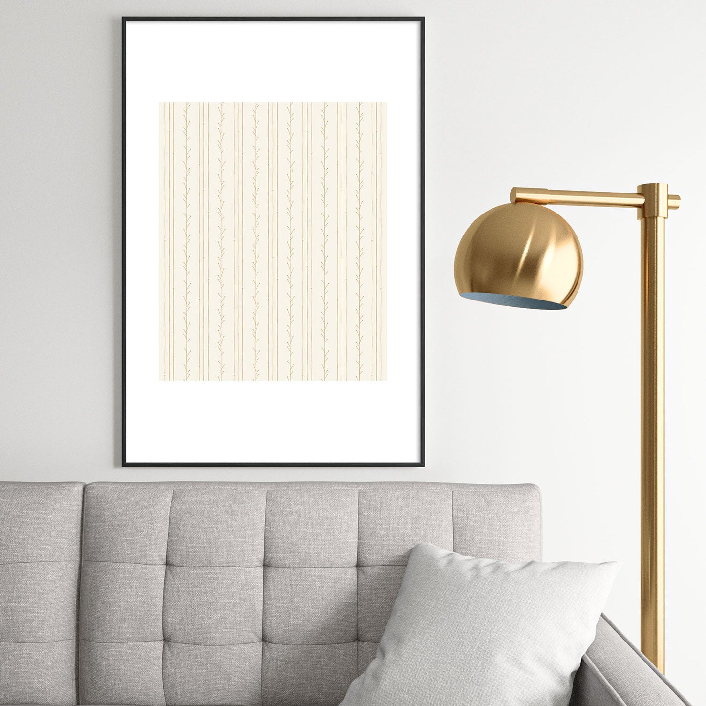 Little Arrow Design Co branch stripes cream Metal Framed Art Print