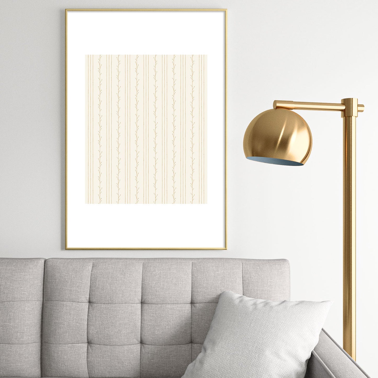 Little Arrow Design Co branch stripes cream Metal Framed Art Print