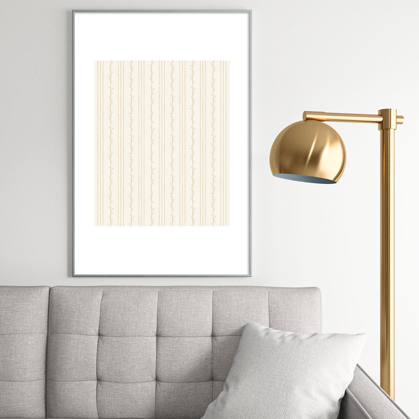 Little Arrow Design Co branch stripes cream Metal Framed Art Print