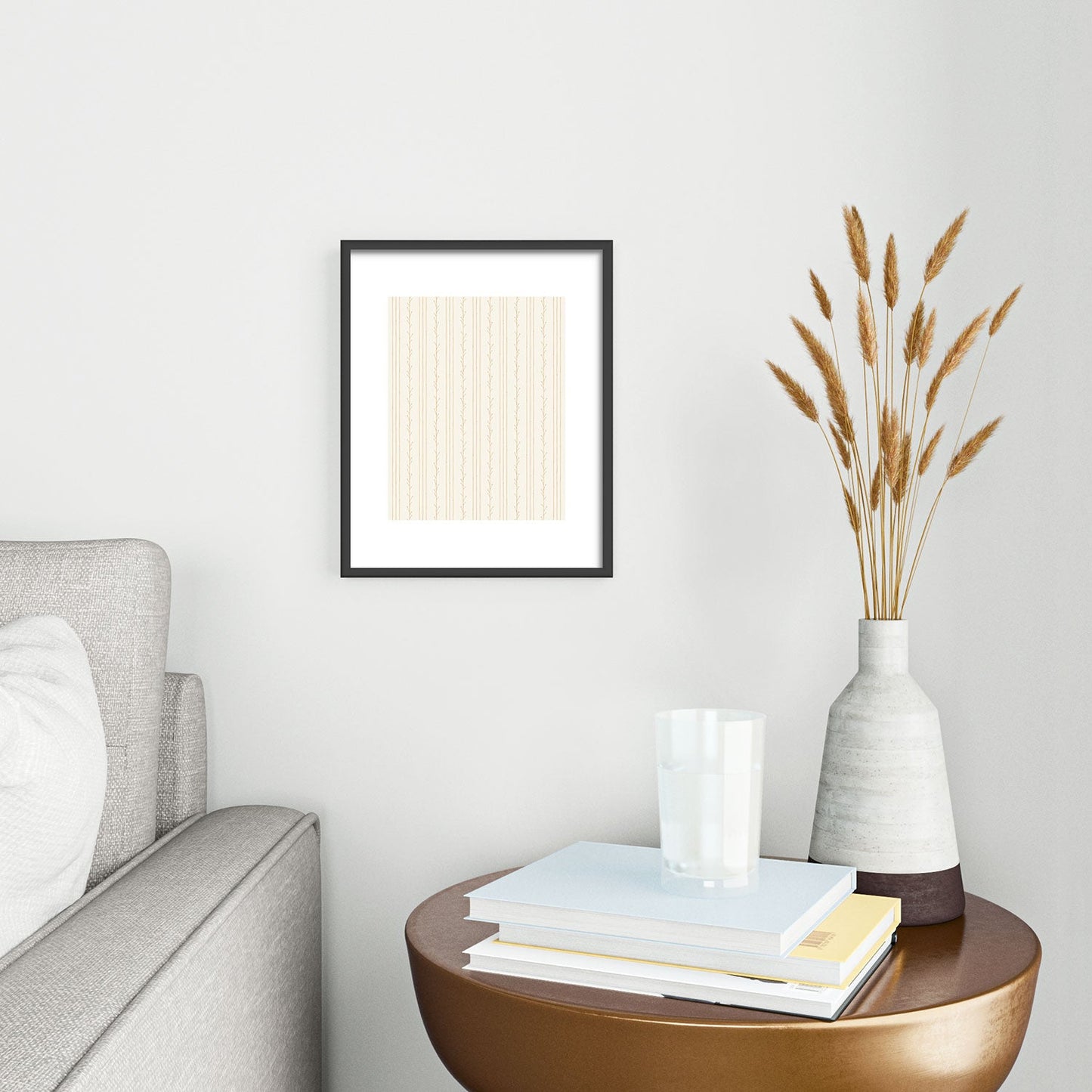 Little Arrow Design Co branch stripes cream Metal Framed Art Print