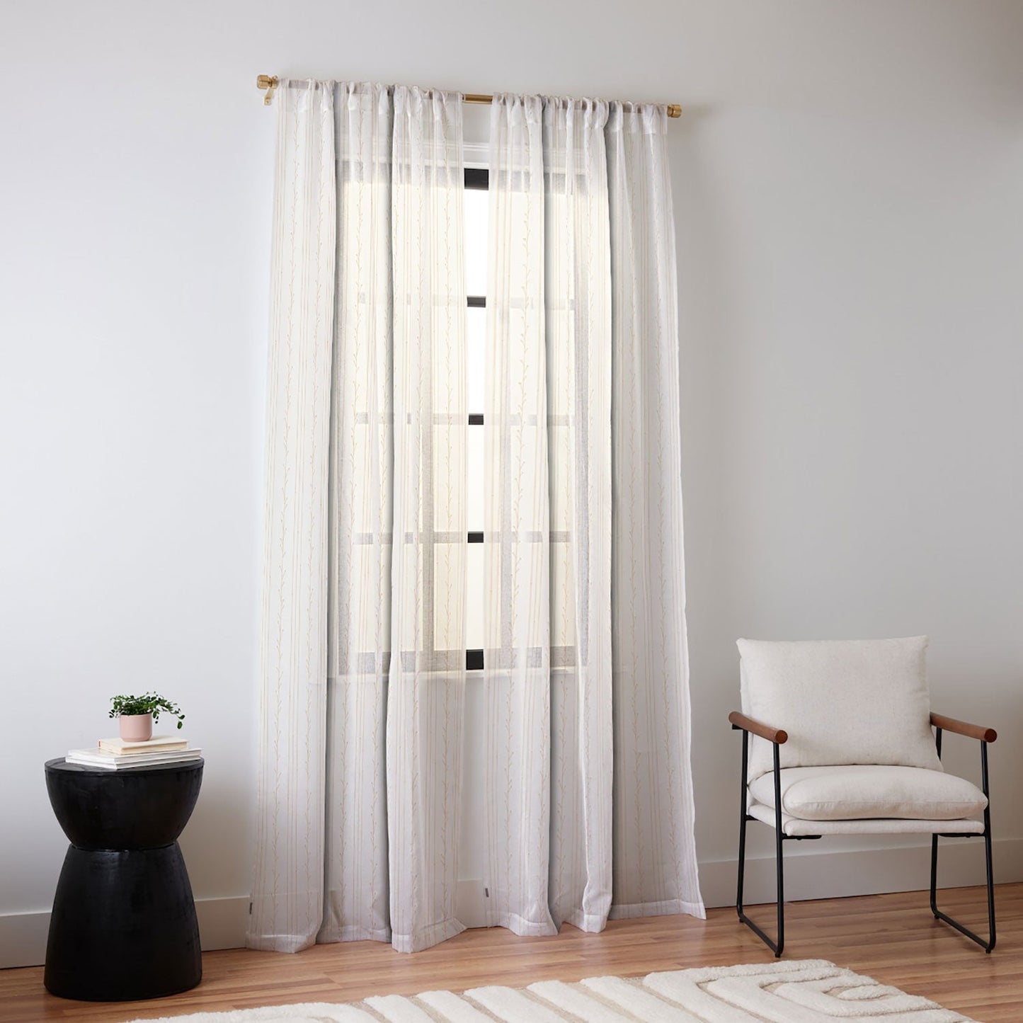 Little Arrow Design Co branch stripes cream Sheer Non Repeat