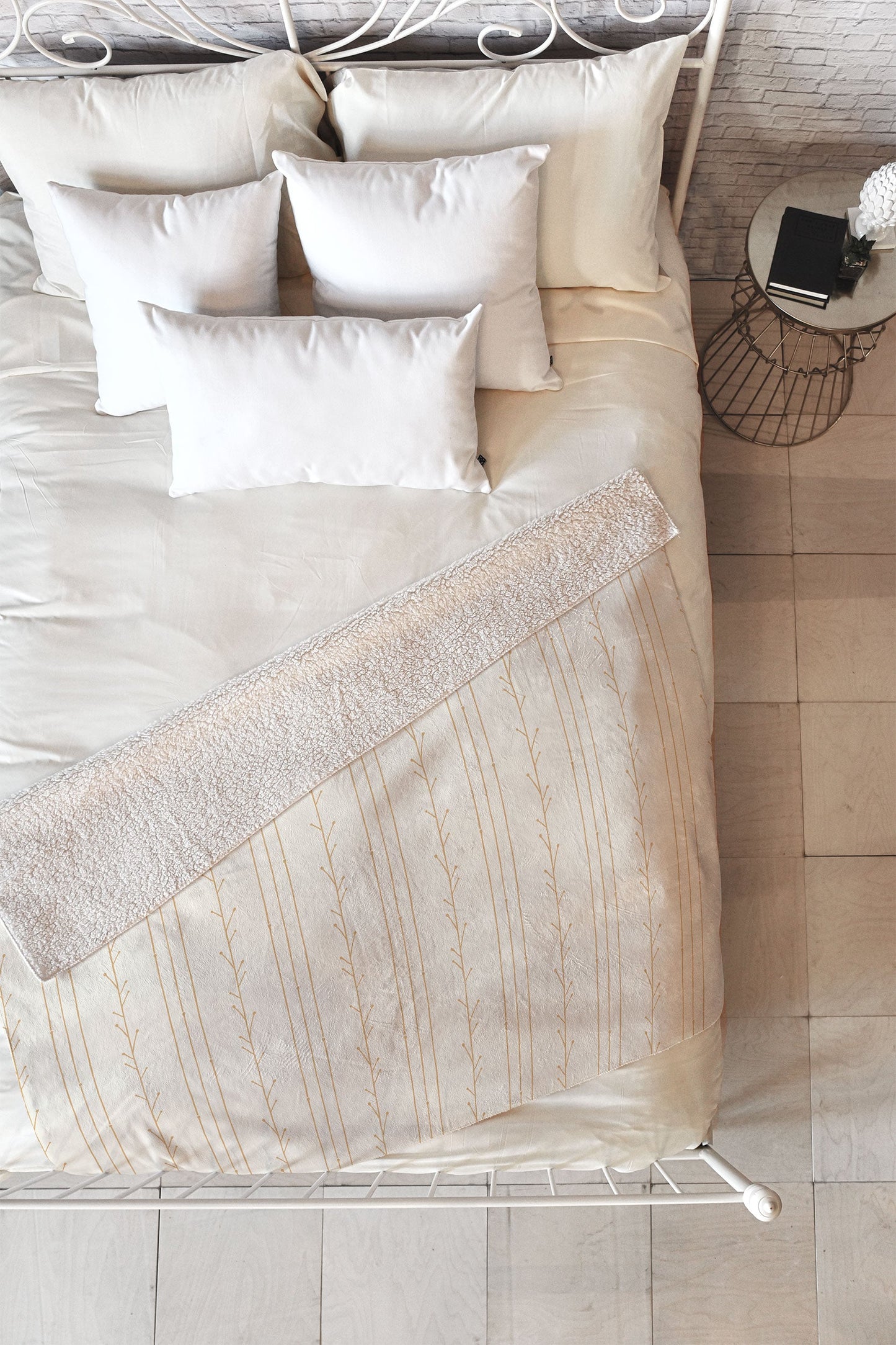 Little Arrow Design Co branch stripes cream Fleece Throw Blanket