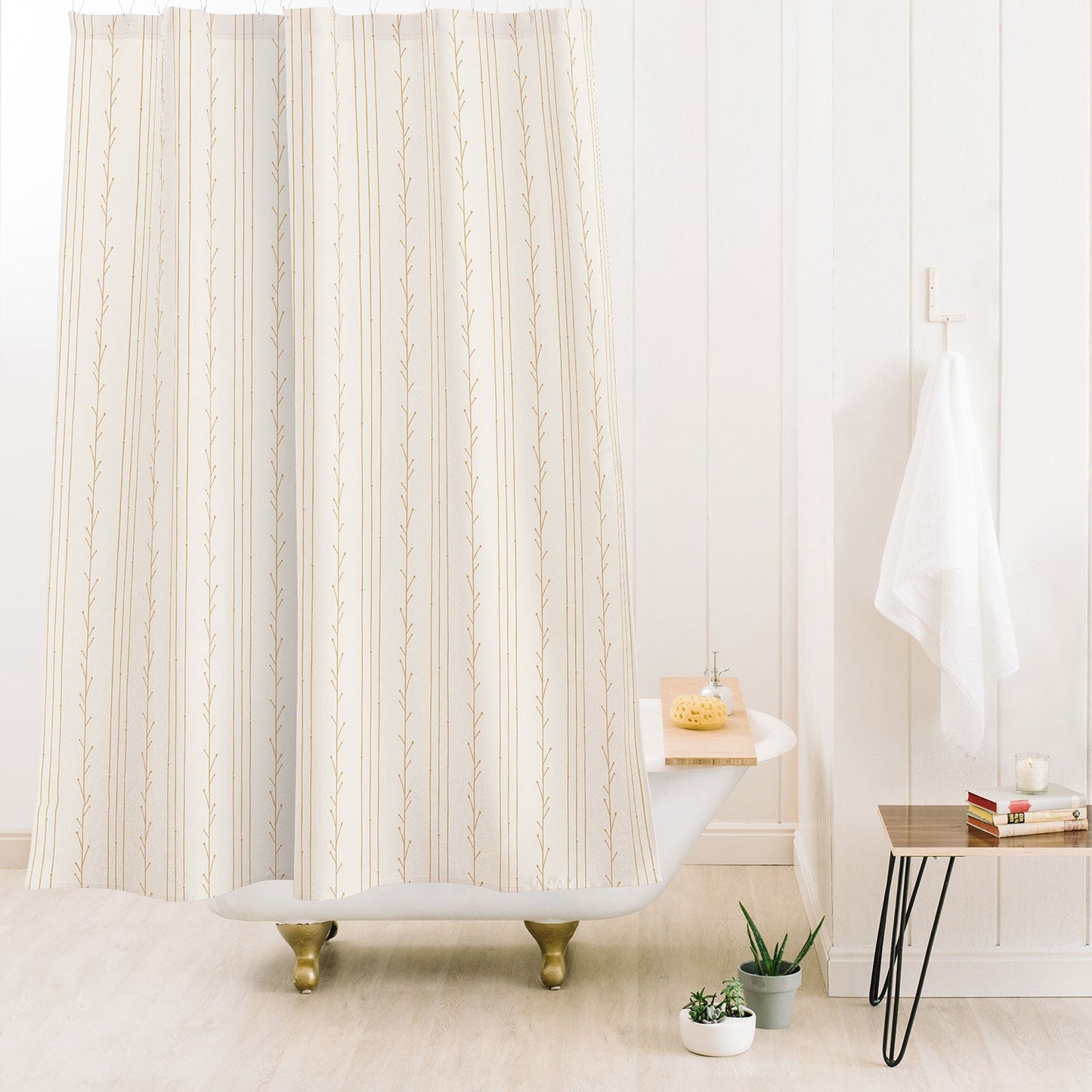 Little Arrow Design Co branch stripes cream Shower Curtain