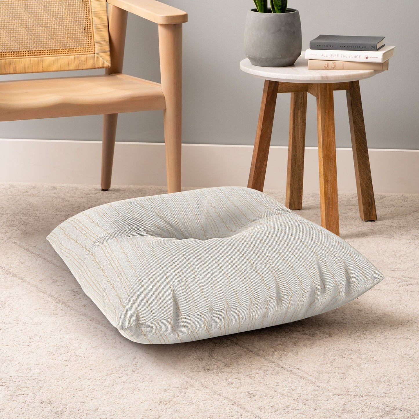Little Arrow Design Co branch stripes cream Floor Pillow Square