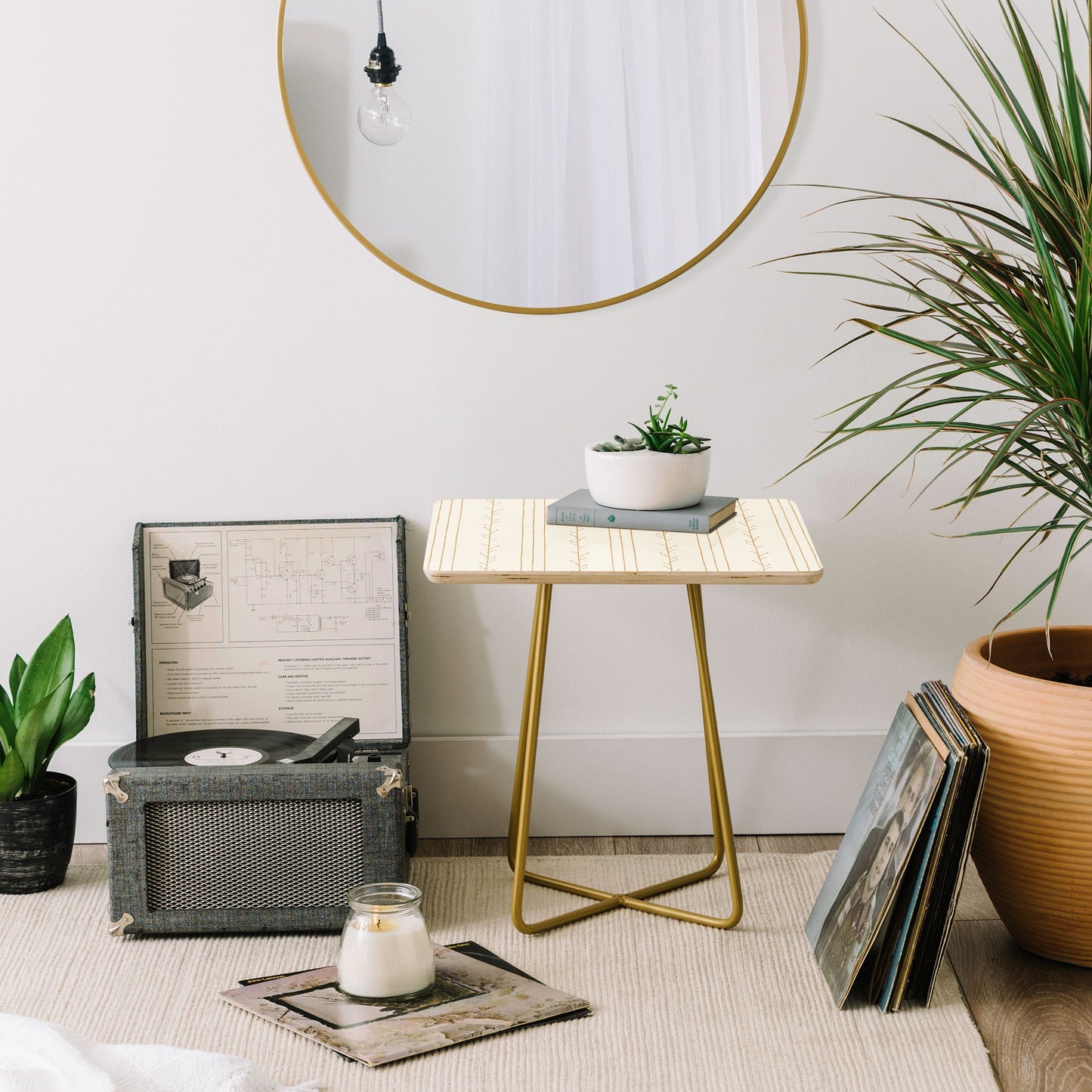 Little Arrow Design Co branch stripes cream Side Table