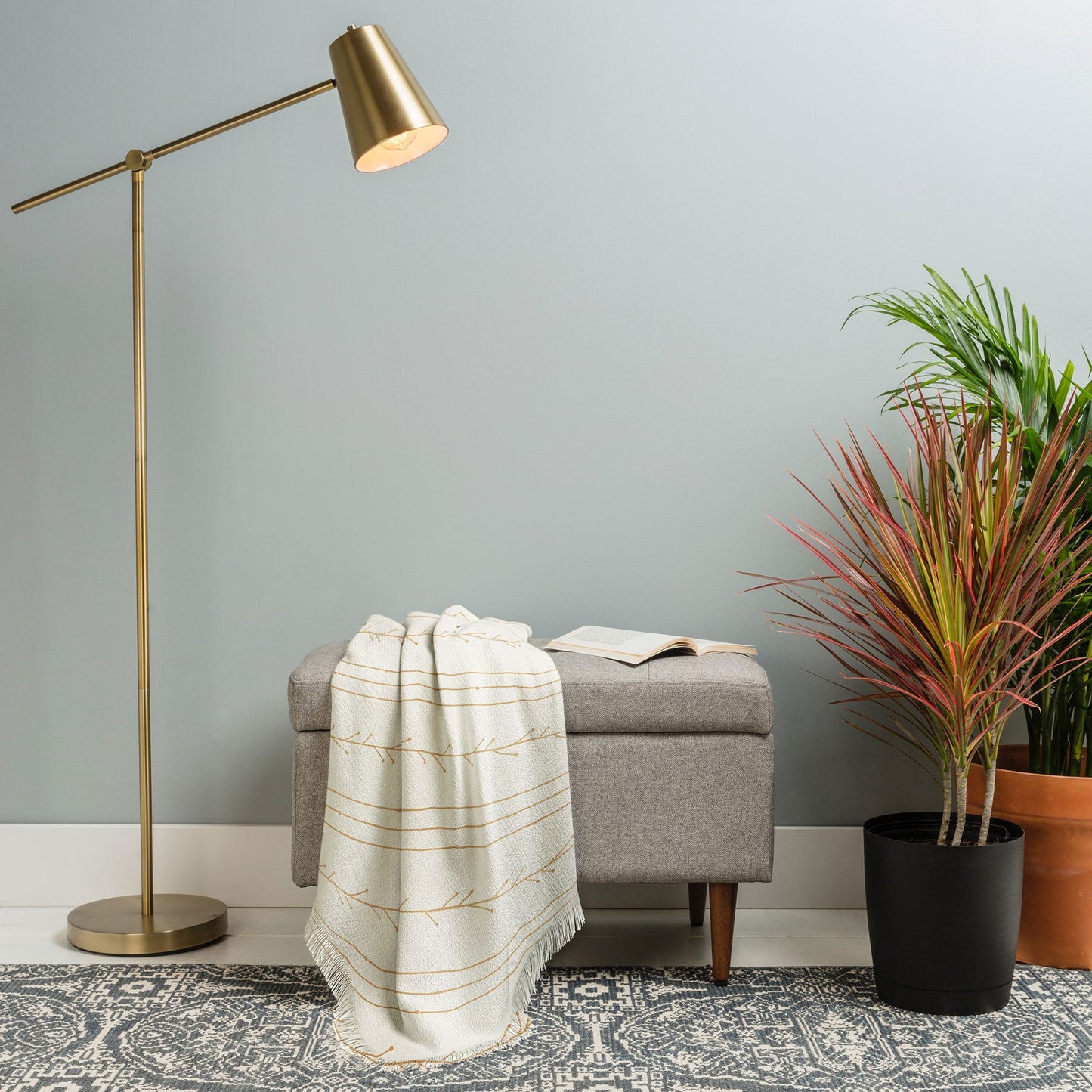 Little Arrow Design Co branch stripes cream Throw Blanket
