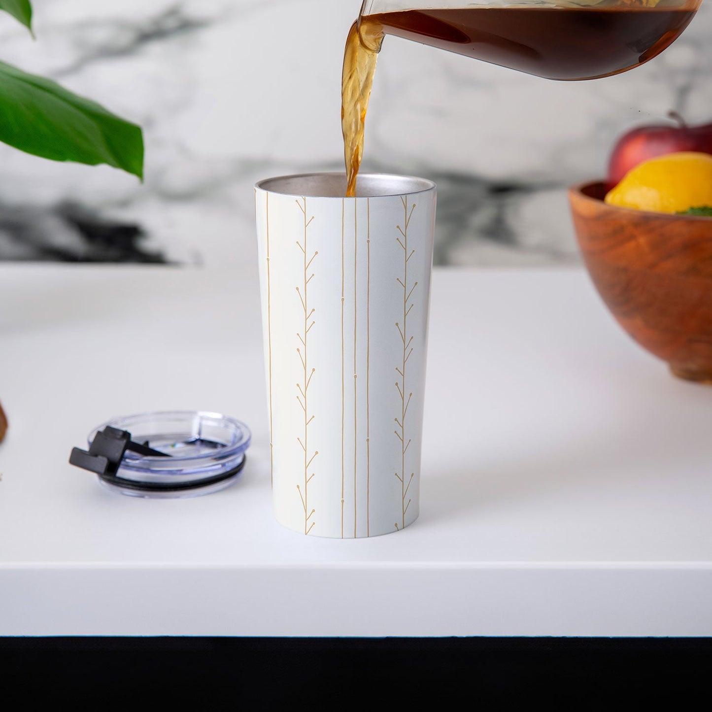 Little Arrow Design Co branch stripes cream Travel Mug