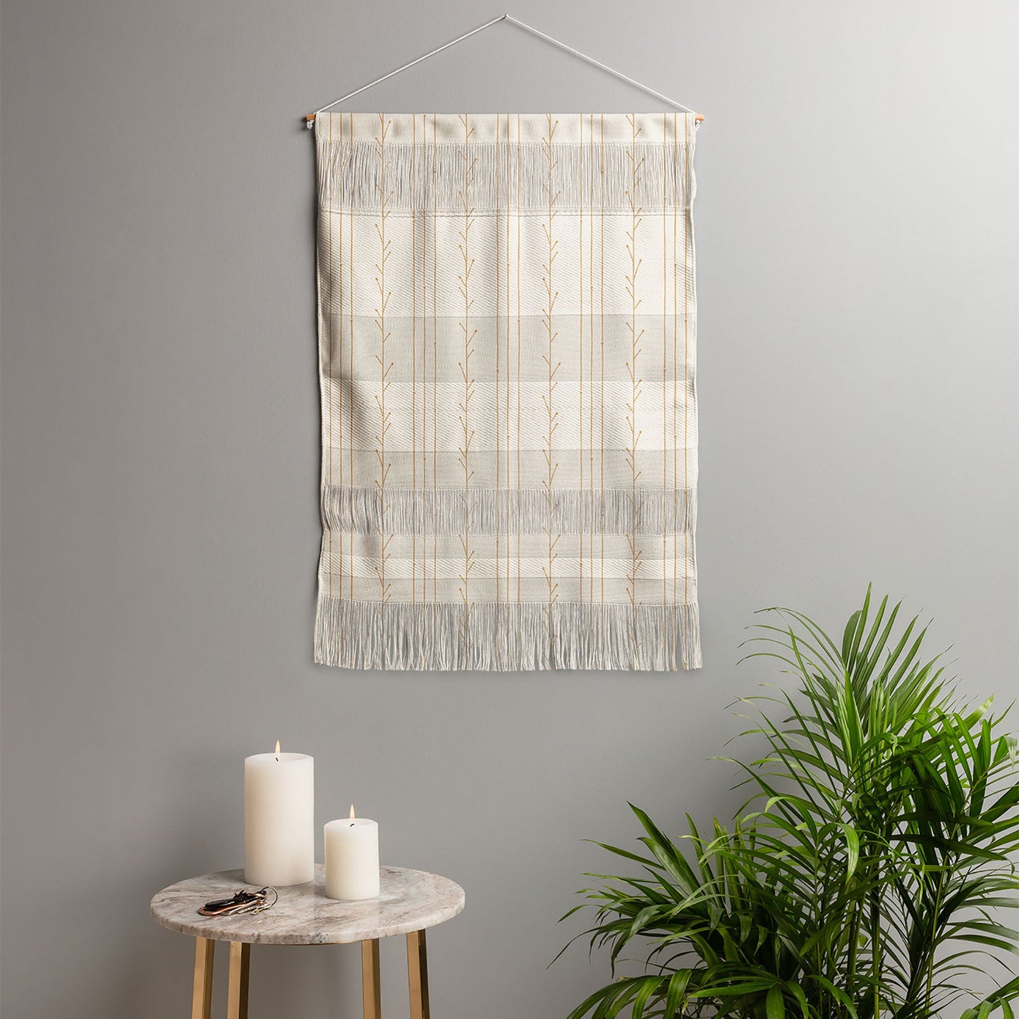 Little Arrow Design Co branch stripes cream Wall Hanging Portrait