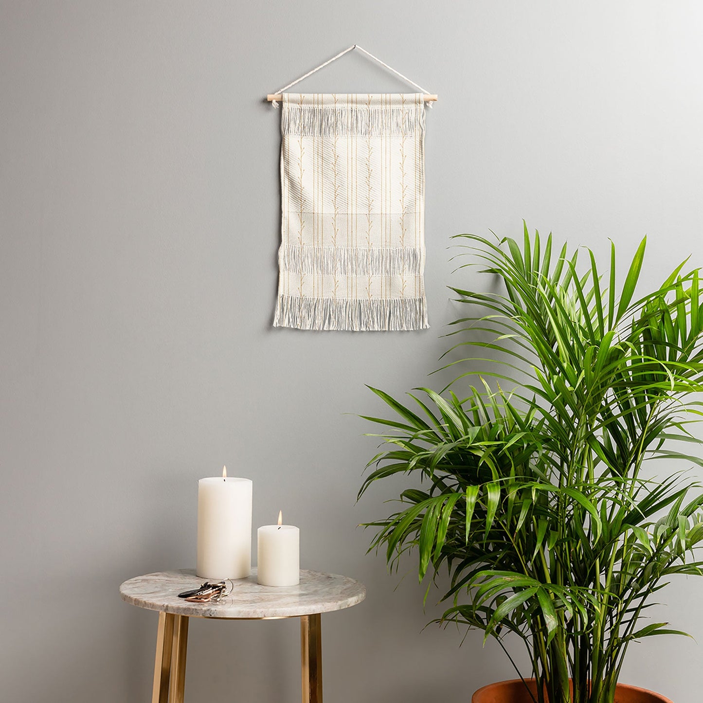 Little Arrow Design Co branch stripes cream Wall Hanging Portrait