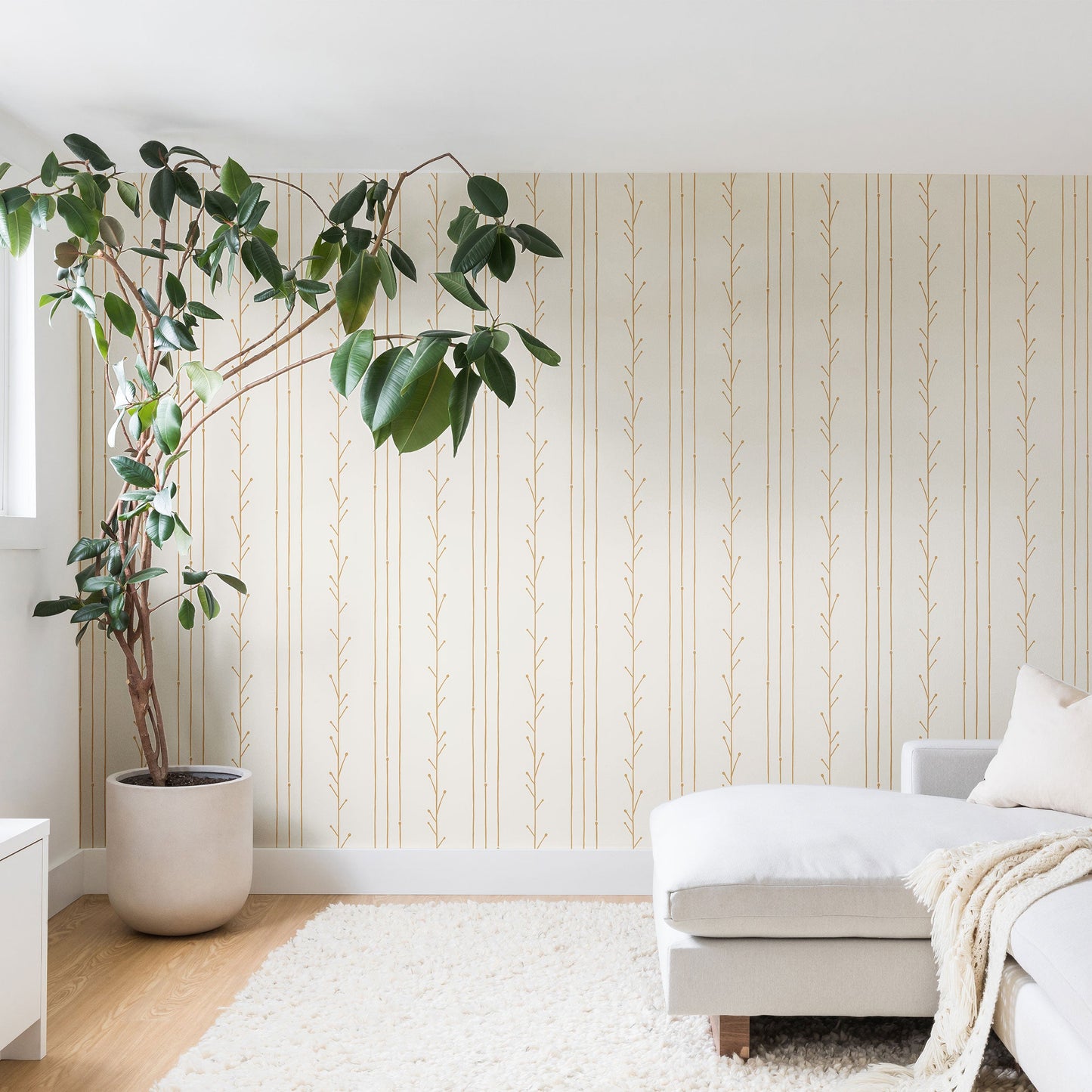 Little Arrow Design Co branch stripes cream Wall Mural