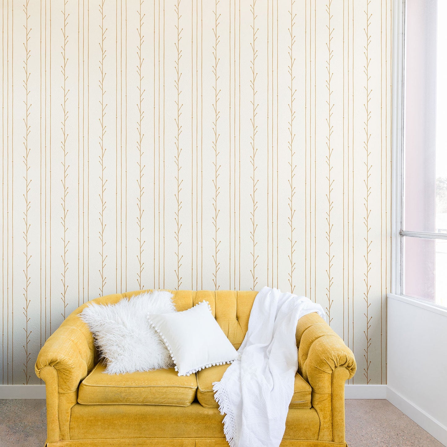 Little Arrow Design Co branch stripes cream Wall Mural