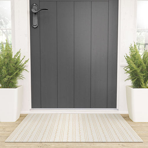 Little Arrow Design Co branch stripes cream Welcome Mat