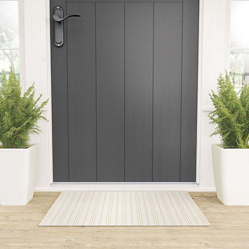 Little Arrow Design Co branch stripes cream Welcome Mat