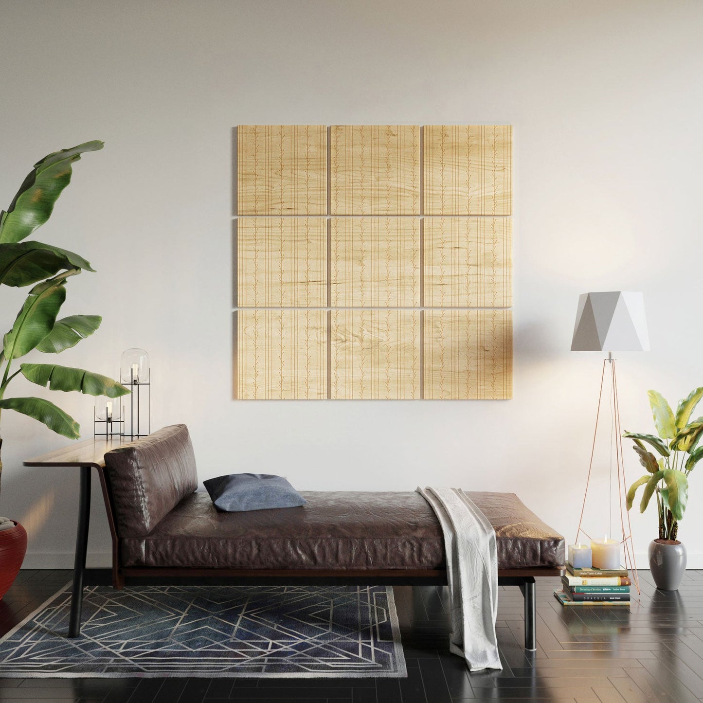 Little Arrow Design Co branch stripes cream Wood Wall Mural